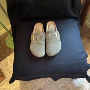 Stylish Suede Buckle Clogs